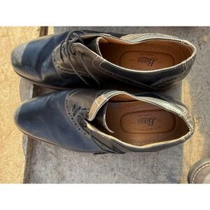 G.H. Bass Bond 9.5M Black Leather Plain Toe‎ Oxford Dress Shoes